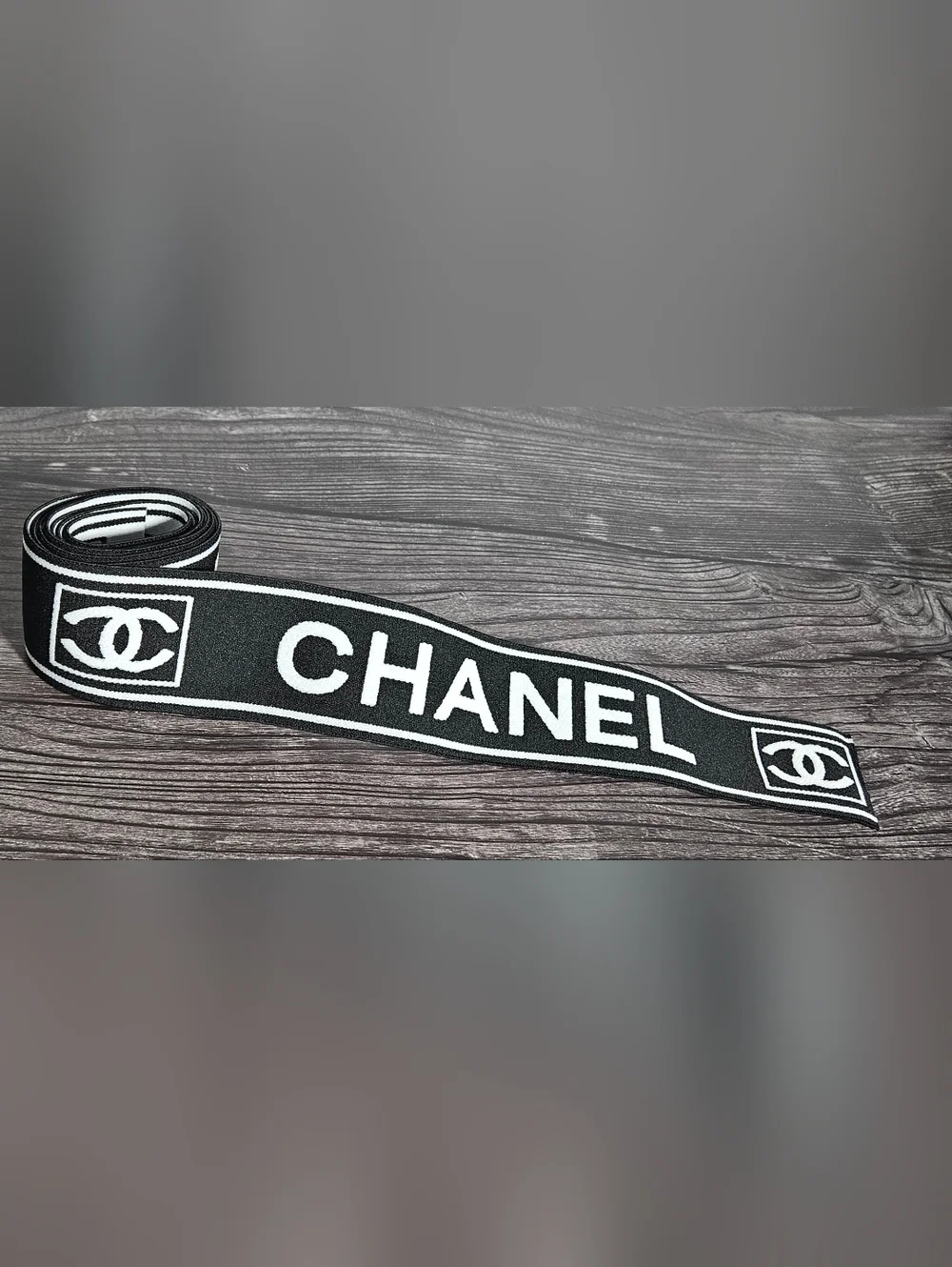 NEW Chanel Black White Large Gift Ribbon 45" Long Thick Wide Cotton Reversible - Picture 7 of 10
